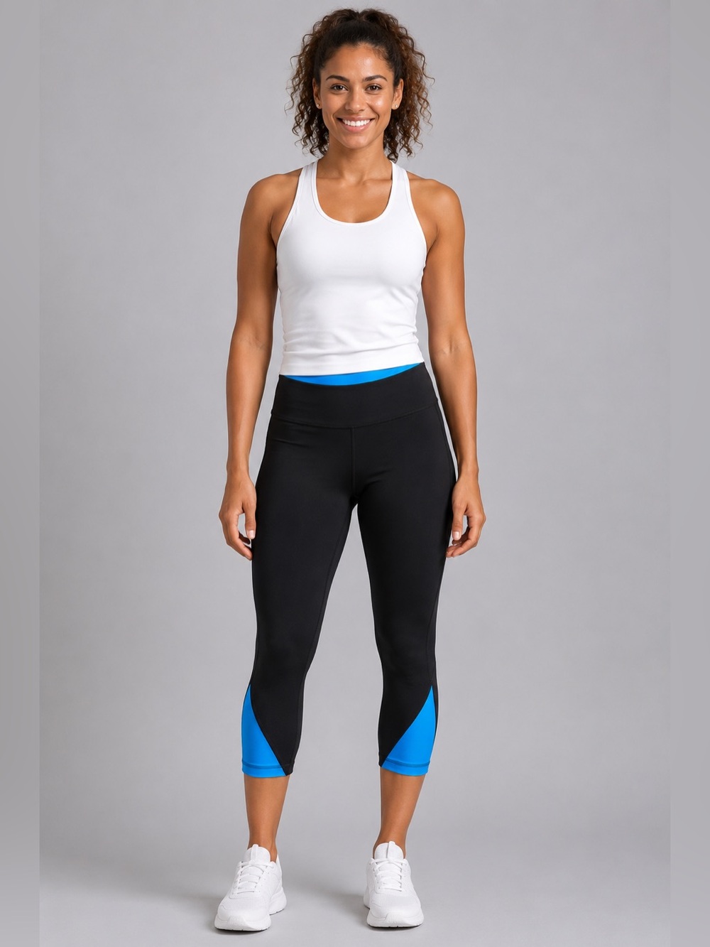 Under Armour Crop Leggings Black Blue Colorblock Compression Athletic Women’s M